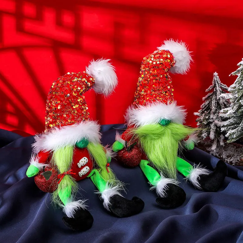 

Merry Christmas Green haired Elf Faceless Doll Christmas Home Ornament window decorations for Child New Year 2022 Navidad Gift