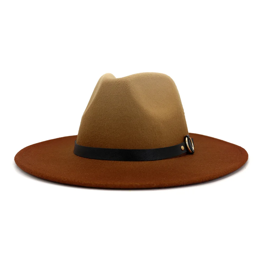 

Fashion Flat-brimmed Jazz Panama Spray-painted Woolen Felt Fedora Hat for Women Men Elegant Church Party Vintage Hat Caps