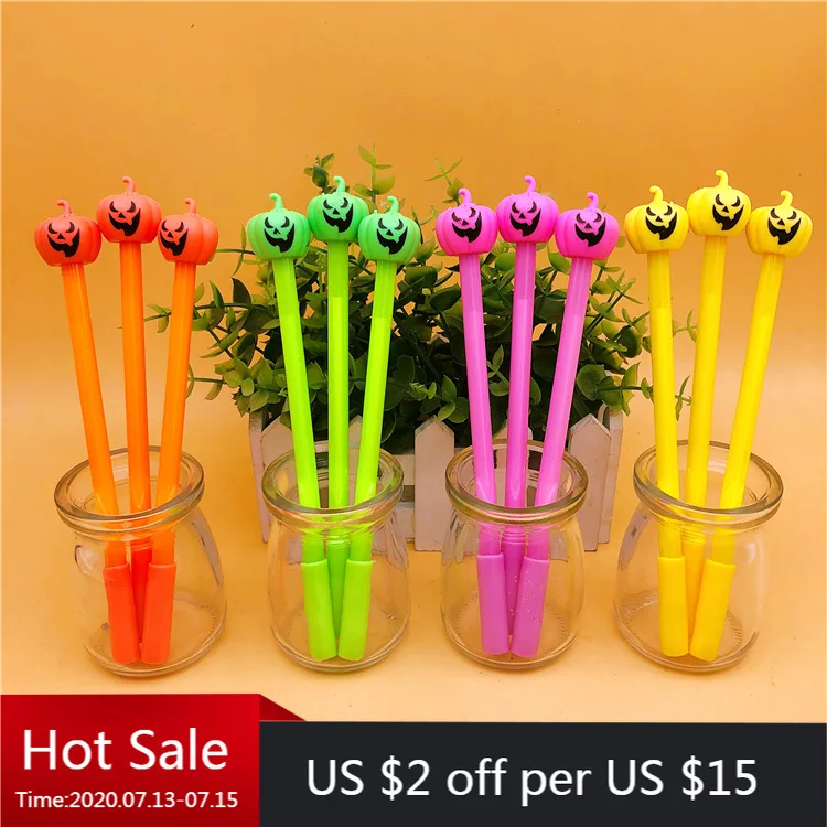 

24 Pcs Creative Halloween Pumpkin Head Gel Pen Student Stationery Office Supplies Pens for Writing Papelaria Canetas