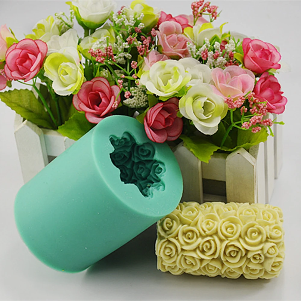 3D цилиндрическая форма для розовых свечей DIY Форма изготовления помадки