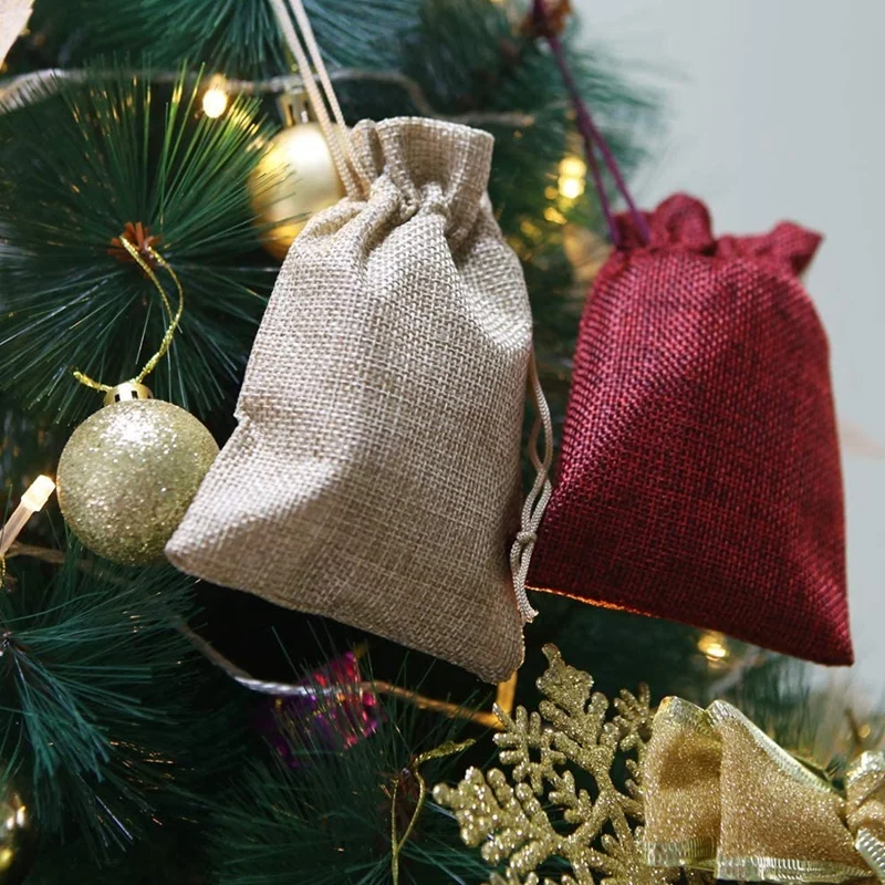 

24Pcs Linen Burlap Bag,Advent Calendar Gift Bags, Burlap Hanging Jute Drawstring Pouch for Wedding,Birthday, DIY Craft