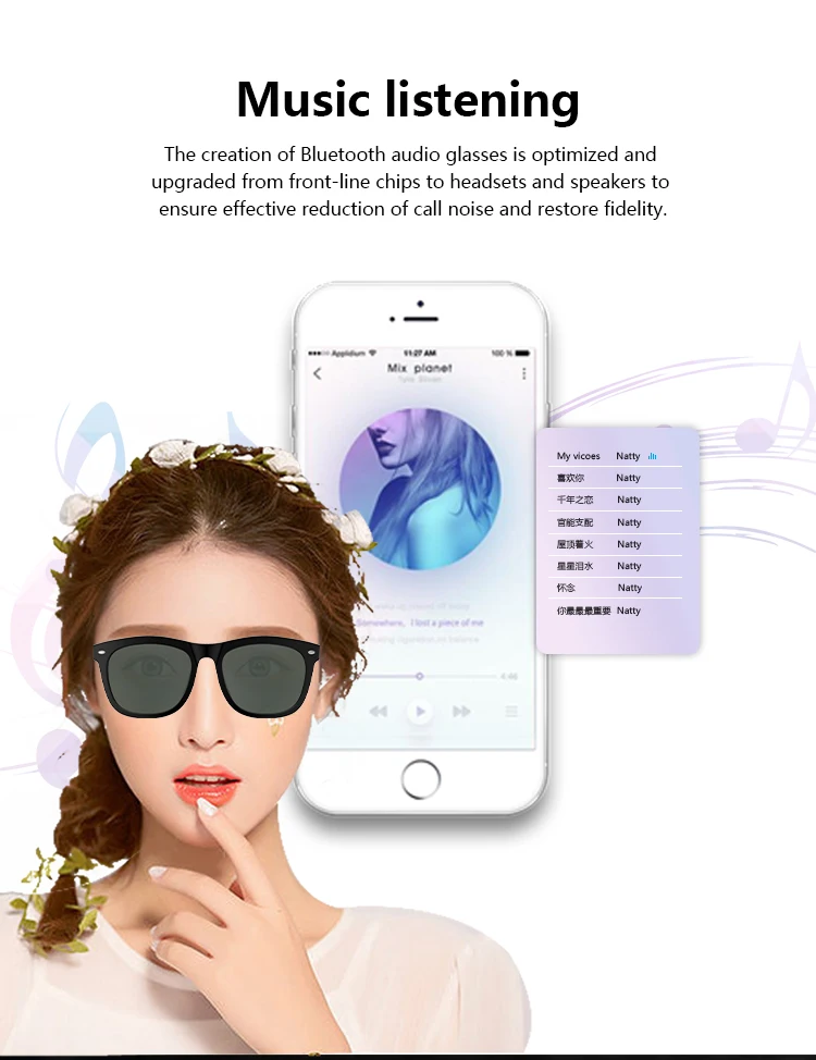 저렴한 블루투스 스마트 안경 음악 음성 통화 선글라스와 일치 가능, 처방 렌즈 호환 IOS 안드로이드 전화 헤드폰