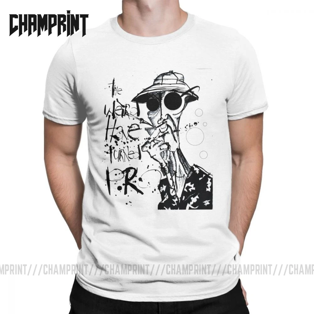 Футболка мужская из чистого хлопка с коротким рукавом принтом странно