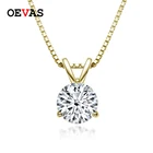 OEVAS, Золотистое Ожерелье из 100% стерлингового серебра 925 пробы, сверкающее Настоящее ожерелье, 1 карат, D Цвет, кулон, вечерние ювелирные украшения