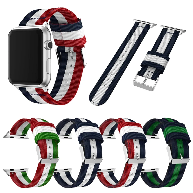 Фото Модный нейлоновый ремешок для Apple watch 44 мм 40 42 38 браслет iWatch серии 1 2 3 4 наручный