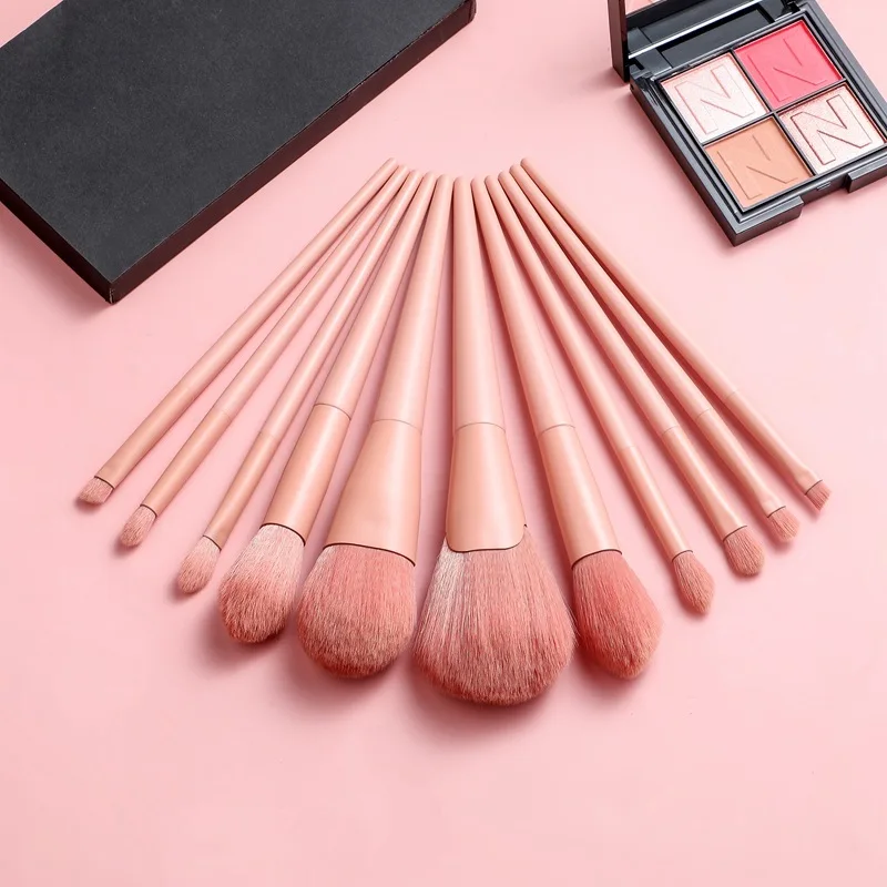 

NEW ARRIVE 11pcs Makeup Brushes Set wooden Handle For Powder Contour Blusher Liquid Cream Eyeshadow Cosmetics Brush tools T11024