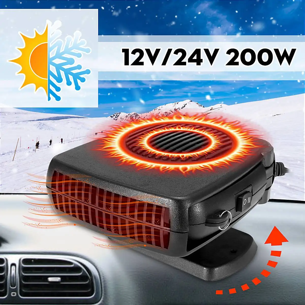

2 In 1 12/24V 120W Car Heater Electric Cooling Heating Fan Portable Electric Dryer Windshield Defogging Demister Defroster