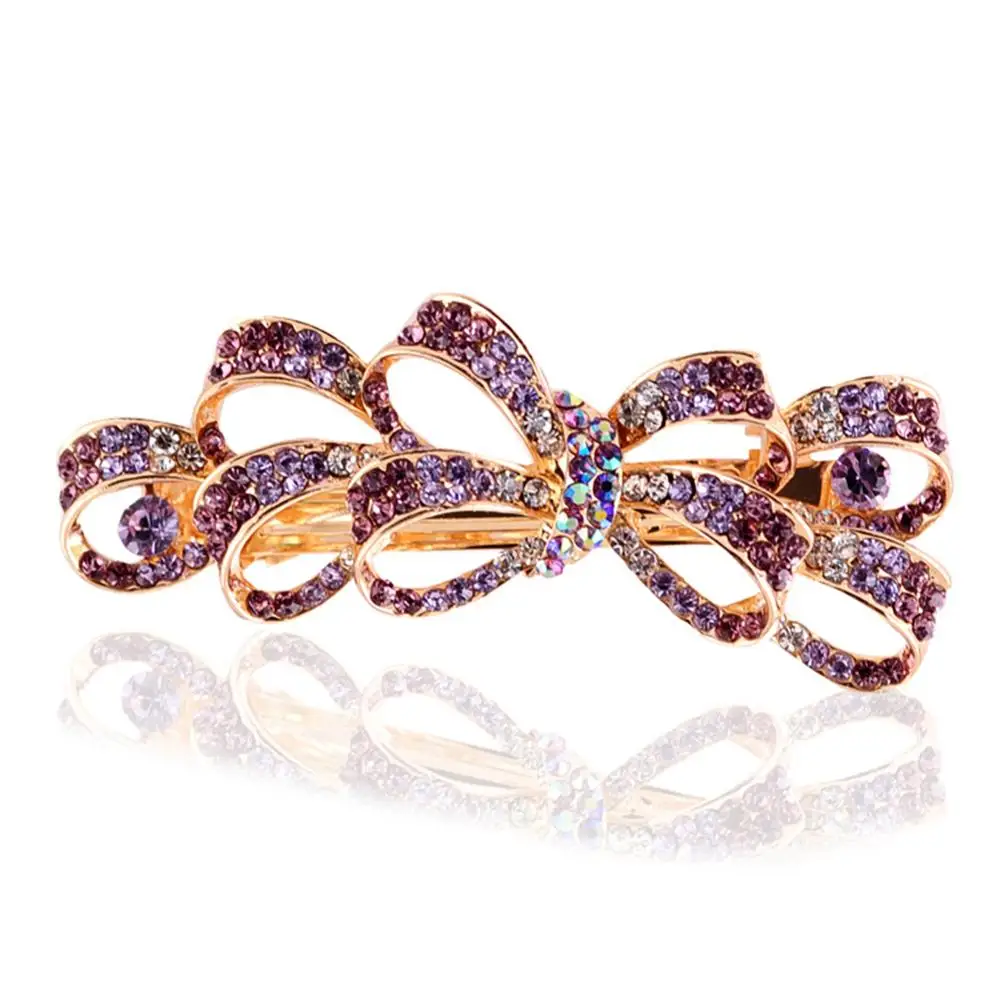

Xiwstar Luxury Austrian Crystal Bow Barrette Rhinestone Spring Clip for Women Hair Holder Accessories 2.67×1.06 inch