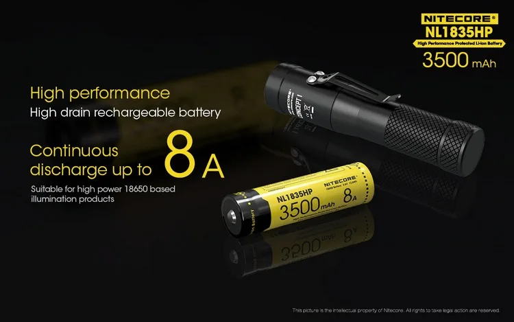 Nitecore NL1835HP 18650 3500mAh 3,6 V 12.6Wh 8A высокоэффективные Защищенные Литий-ионные батареи с кнопками верхние Дренажные устройства
