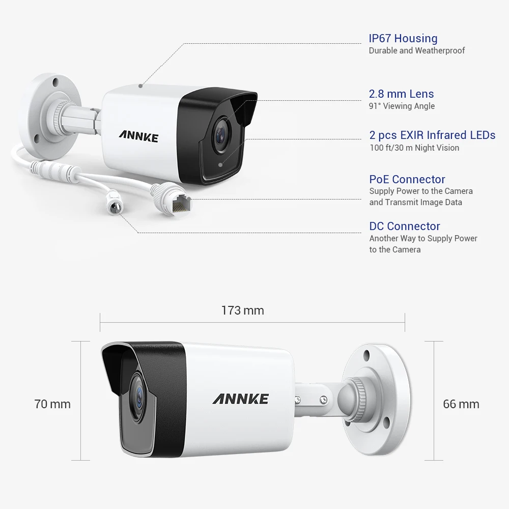 annke 1x c500 5mp poe ip camera outdoor indoor weatherproof security network bullet home ip camera with 100ft exir night vision free global shipping