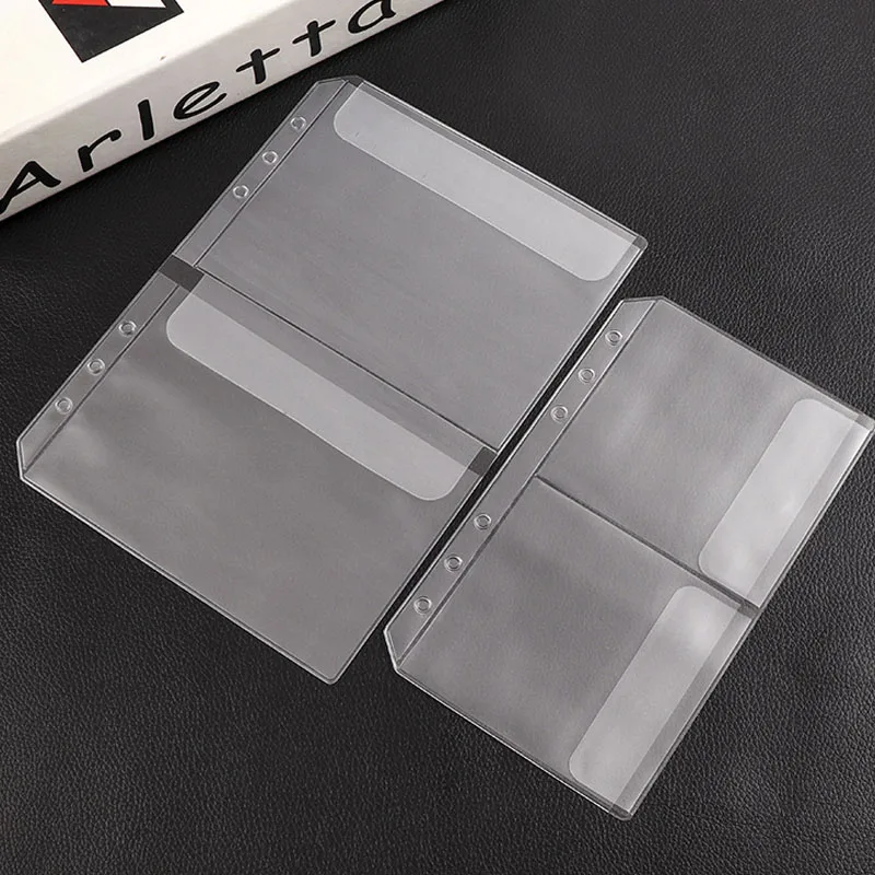 12PCS PVC A5A6 Transparent Separated Storage Folder Bag With Cover Planner Pockets Cards Holder Organizer Filing Binder Document |