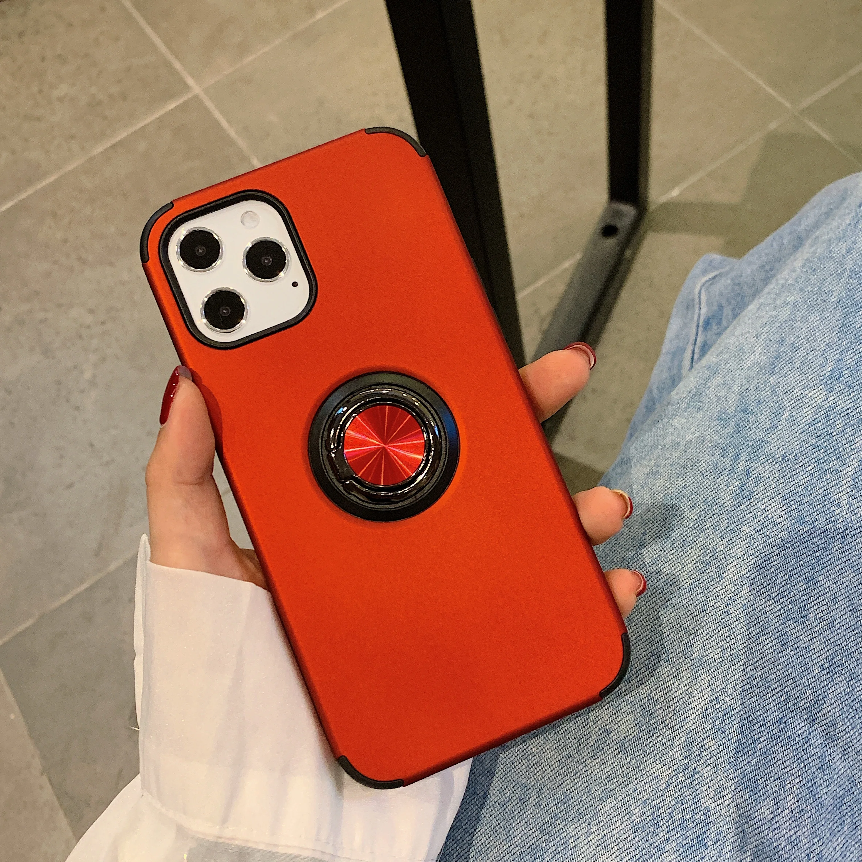 

12 Case Neon Fluor Metal Plated Grip Ring Cases For iPhone 11 12 Pro Max 7 8 Plus XR X XS XR SE 2020 Phone Stand Matte Cover