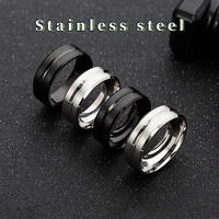 high quality 8mm wide groove frosted stainless steel simple mens and womens temperament ring valentines day gift wholesale