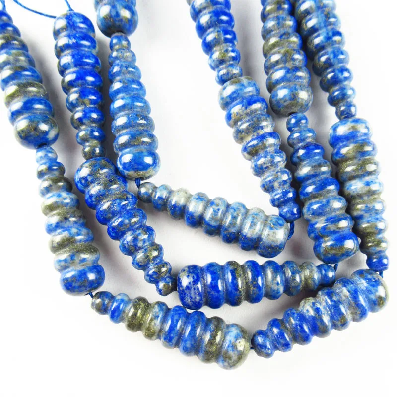 

(Free Shipping) 1Strand 58.9g Carved Natural Lapis Lazuli Snail Loose Bead 15.5" 35x10mm TZ1673