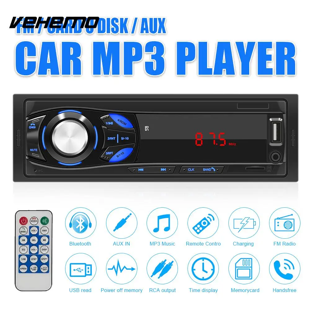 

Радио, MP3-плеер, стерео аудио 2020 плеер для автомобиля, FM/AUX/TF/USB, Bluetooth, 1din