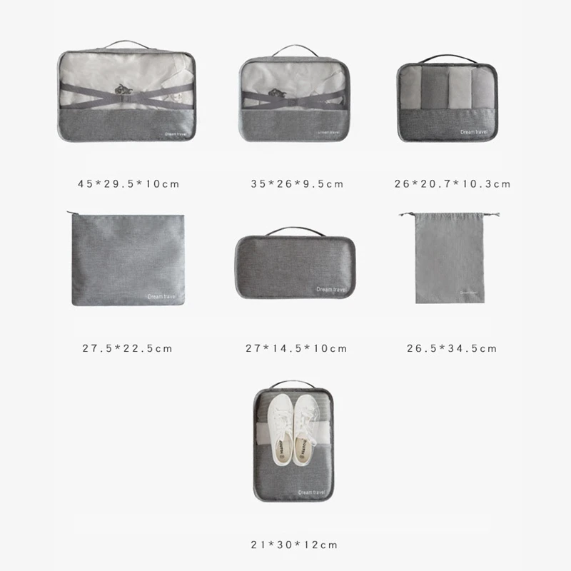 

7pcs Travel Home Clothes Quilt Blanket Storage Bags Set Shoes Partition Tidy Organizer Wardrobe Suitcase Pouch Travel Organizer