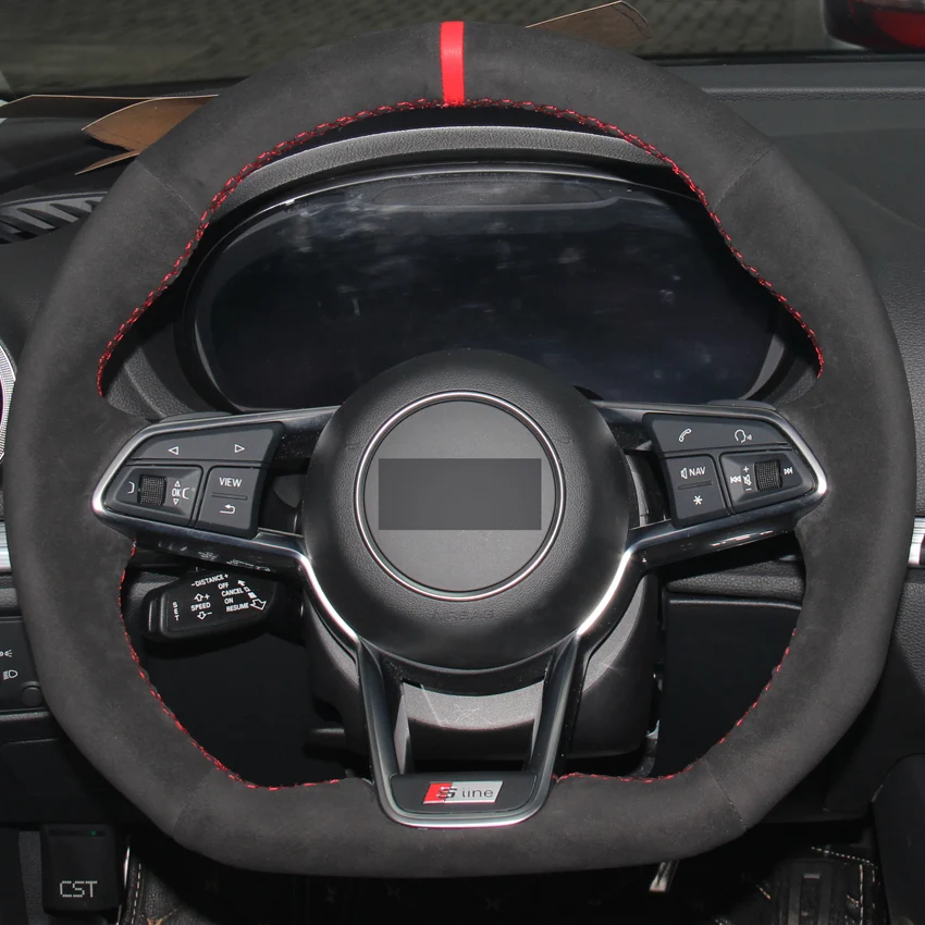 Черная замша красный маркер чехол рулевого колеса автомобиля для Audi TT (8S) 2014-2019 TTS