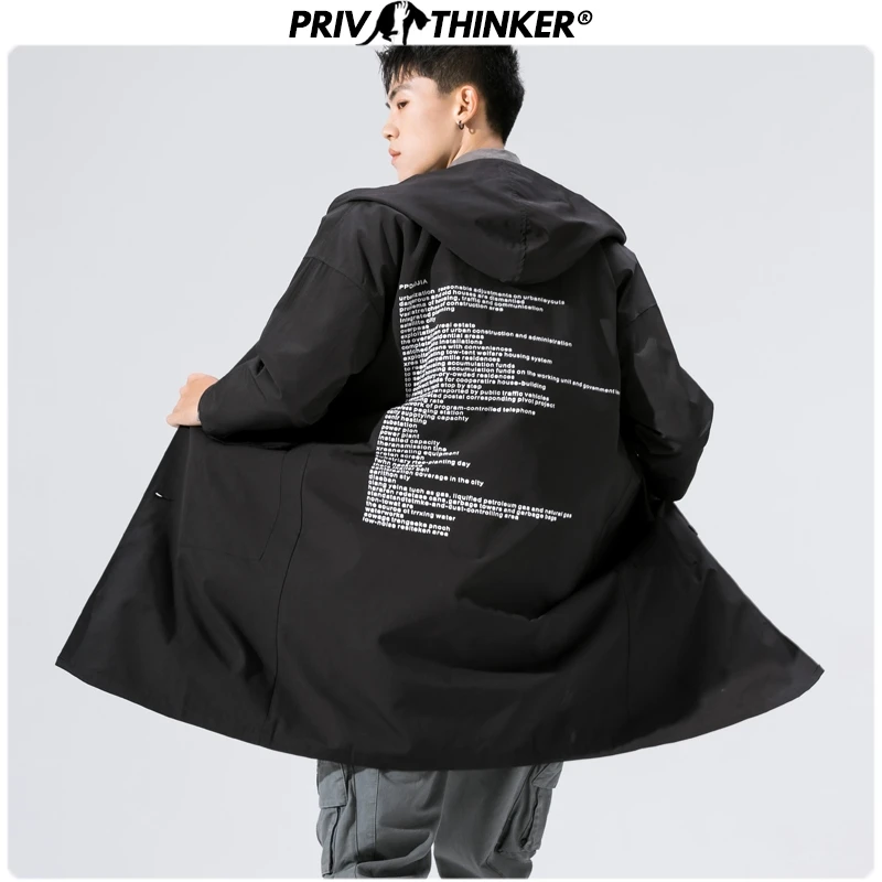 Privathinker 2020 мужской весенний Тренч в стиле хип хоп с буквенным принтом свободный