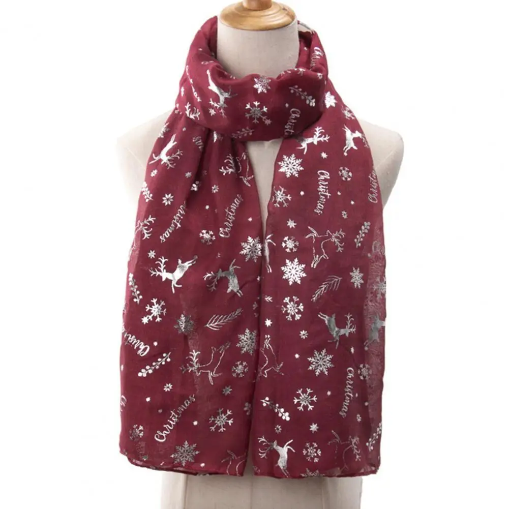 

Reindeer Print Women Scarf Christmas Element Women Scarf Simple Long Bronzing Long Xmas Shawl for Home Daily Life