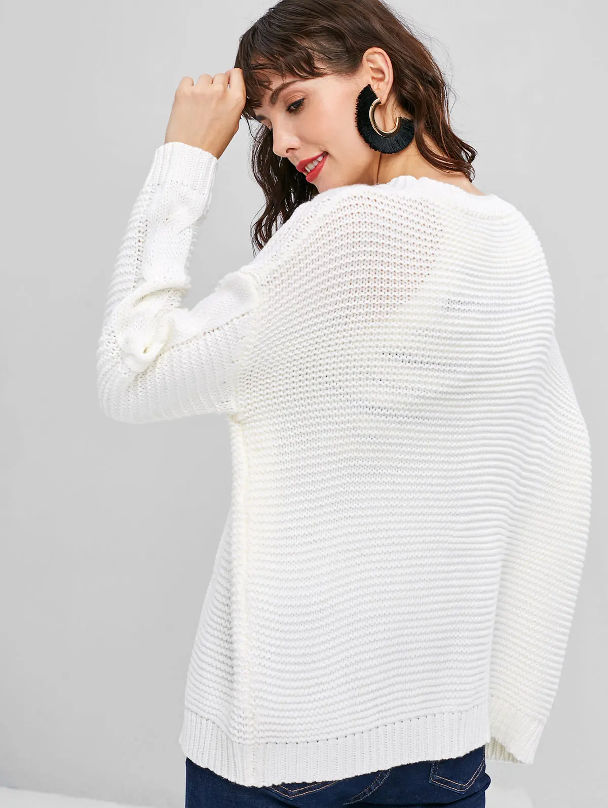 ZAFUL массивный Открытый спереди вязаный кардиган без воротника элегантные