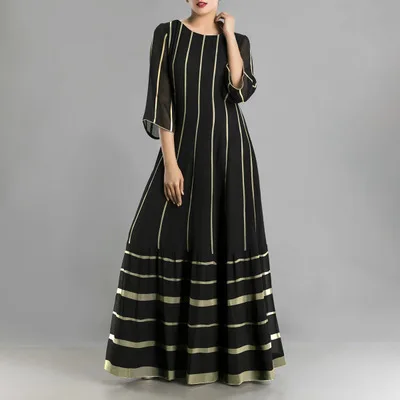 

Plus Size Fashion Striped Women Dress 2020 Summer O-neck Loose Long Dress Casual Vintage Dress