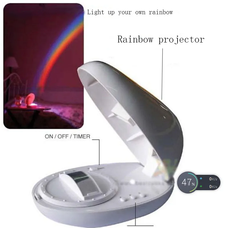 

Portable Egg-shaped Rainbow Projection Durable Colorful Night Light Universal Wall Lamp Kids Gift Bedroom Lights