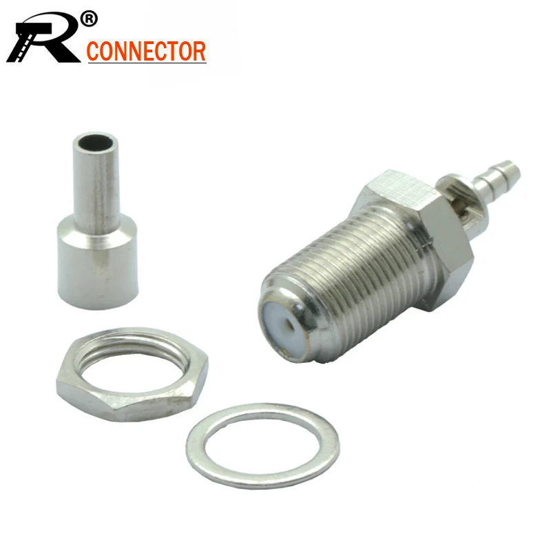 

100pcs/lot RF Connector F Female Jack Nickel Plated F Socket Soldering Wire Connector for Coaxial RG316 RG178 Cable