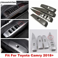 wood grain carbon fiber look matte window glass lift button panel cover trim abs accessories for toyota camry 2018 2022