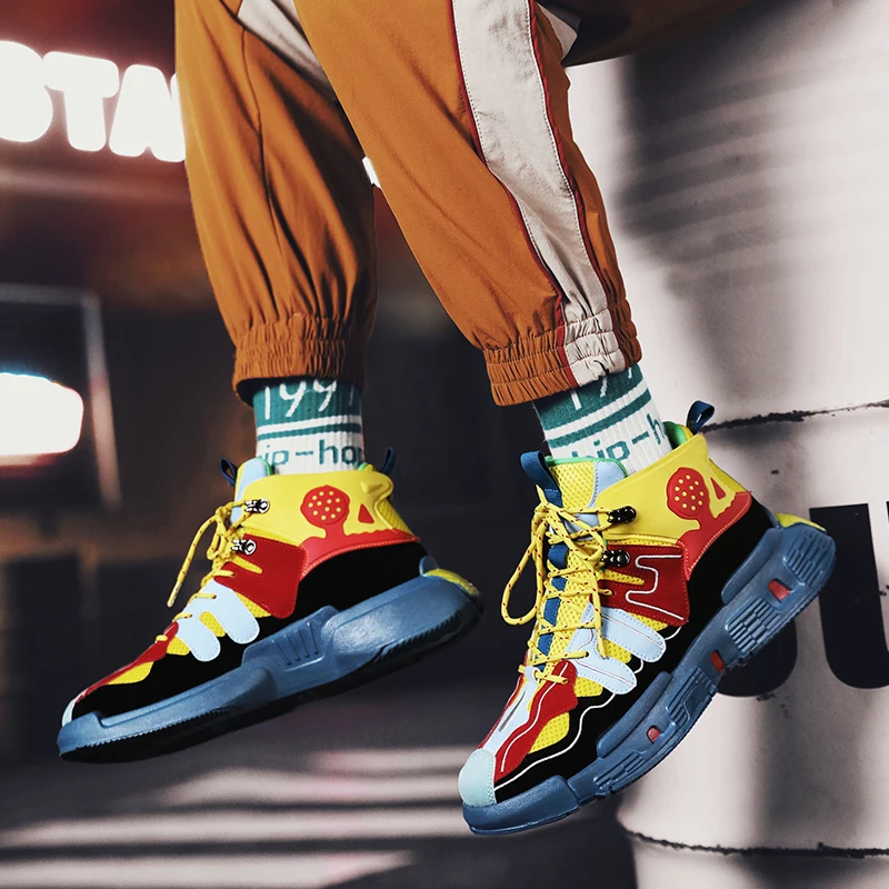 VESONAL 2020 Spring Autumn Personality High Top Sneakers Men Shoes Casual Hip Hop Rock Breathable Male Footwear comfortable | Обувь