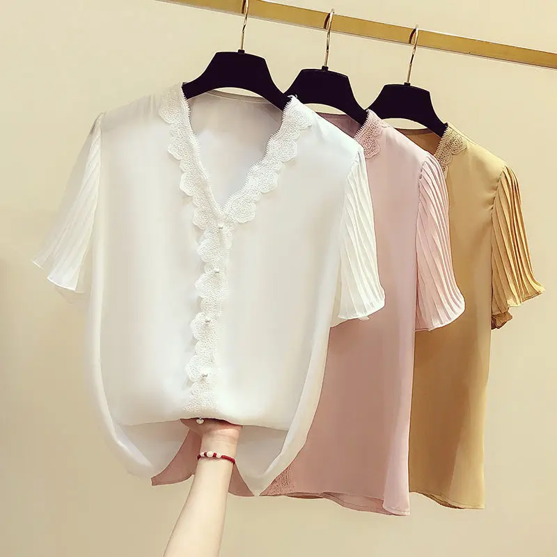 Новые летние женские футболки с короткими рукавами и v образной горловиной