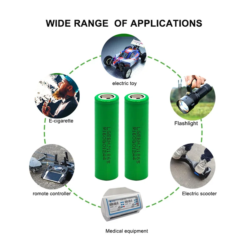 

2021 new 18650 battery 3.7V 3500mah inr18650 LG MJ1 1865 10A LG rechargeable lithium ion battery discharge