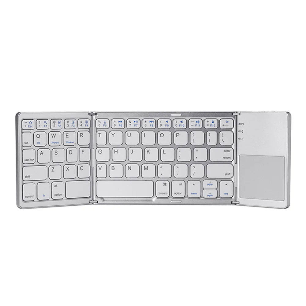 

3 Fold Wireless Mini Folding Keyboard Bluetooth Foldable Wireless Keypad With Touchpad For Windows,Android Ios Tablet Ipad