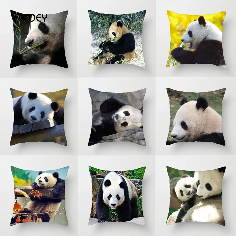 С изображением милой панды Национальный животных квадратный чехол для подушки
