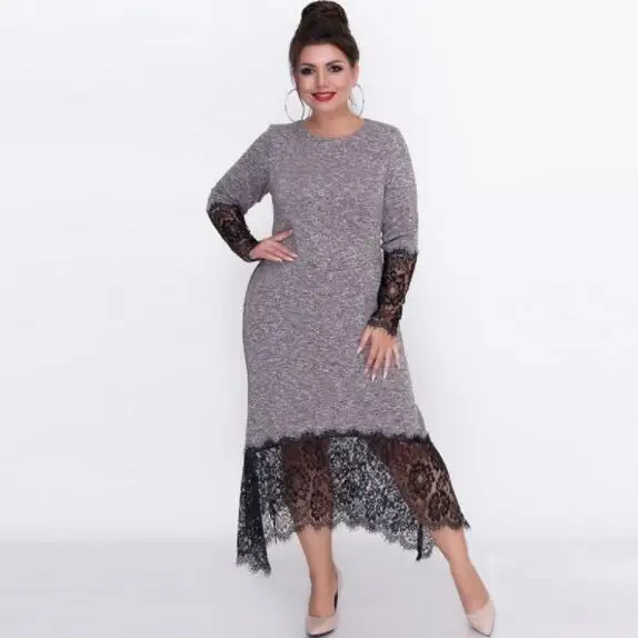 Необычное платье большого размера 2020 летнее плюс женское кружевное лоскутное