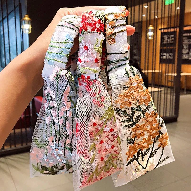 Женская шифоновая повязка на голову с цветочной вышивкой 2020| |