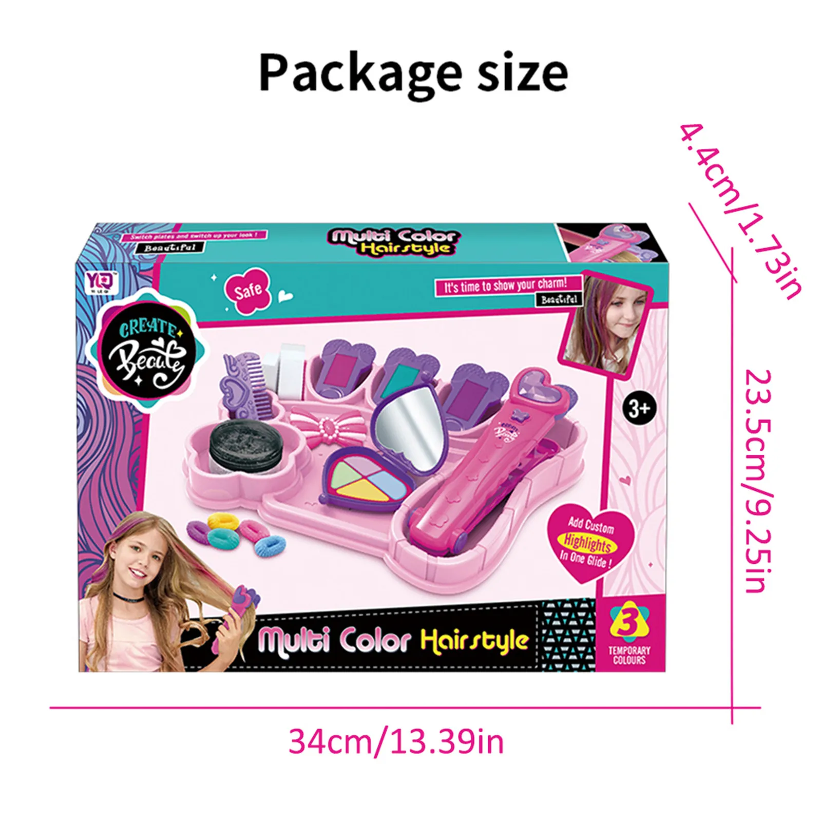 

18pcs Girls Makeup Set Princess Cosmetics Make Up Set For Kids Pretend Play Dye Hair Set For Children Kids Beauty Toys Set