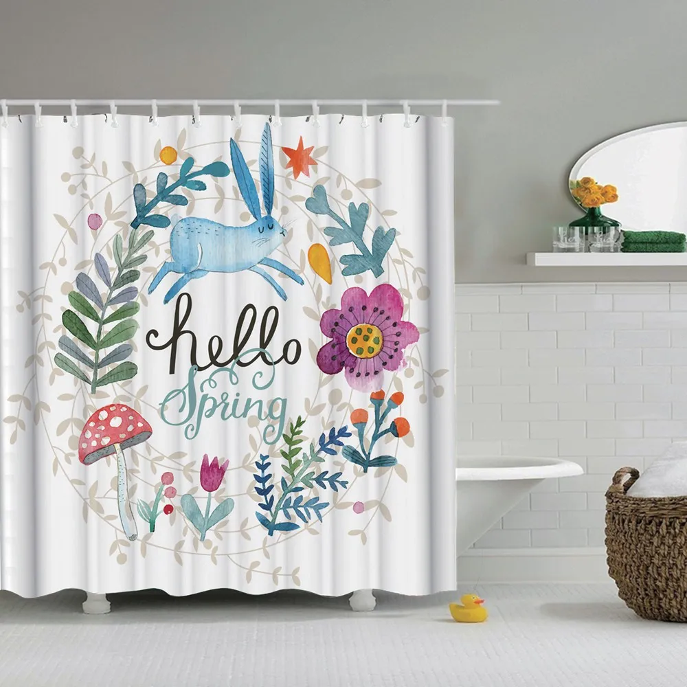 Занавеска для душа Dafield с силуэтом и лесным ландшафтом Летающие птицы тканевая