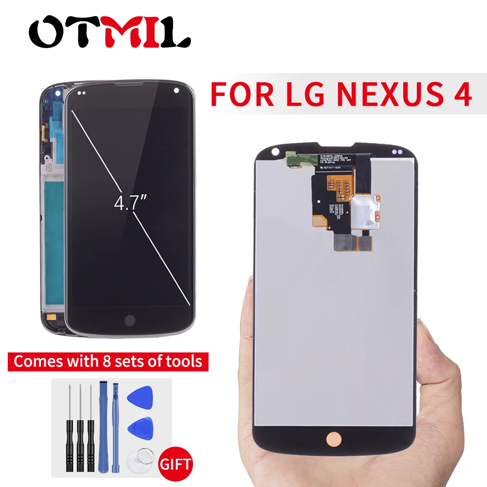 4 7 '颼% проверенный сенсорный экран с рамкой дигитайзер для LG Nexus E960 lcd рамка