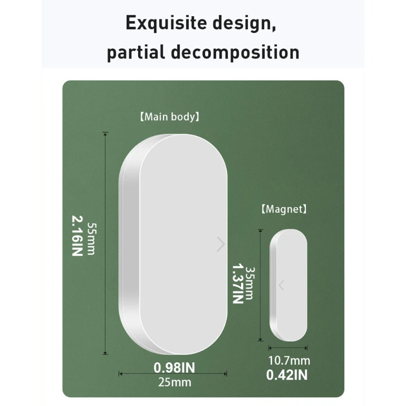 

Smart Door Zigbee APP Door Sensor Window Sensor Window Contact Sensor with App Compatible Voice Control Sends Alerts