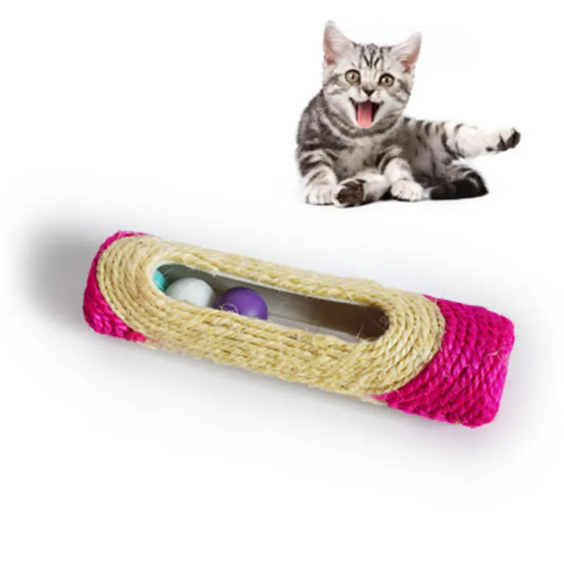 

Pet Cat Kitten Toy Rolling Sisal Scratching Post Trapped With 3 Ball Toys for Cat interactive Training Scratching Cat Toys