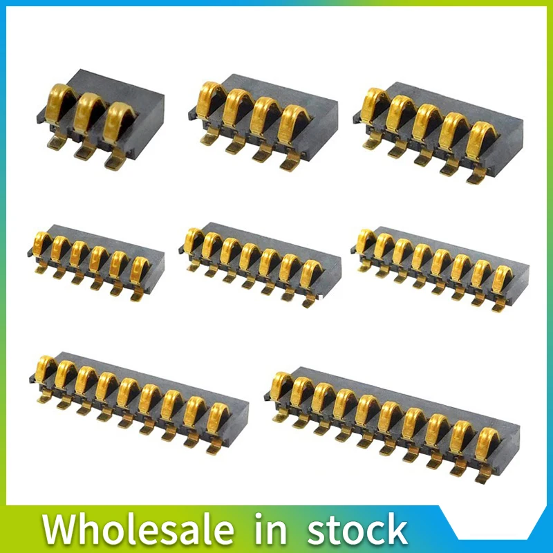 

3 4 5 6 7 8 9 10pin пружинный компрессионный контакт 1,6 мм шаг разъем для аккумулятора 1,85 H штекер поверхностное крепление перезаряжаемый 5 шт.
