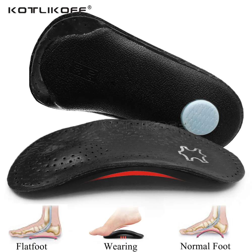 

KOTLIKOFF Leather Orthotic Insoles Orthopedic Flat Feet Heel Pain Arch Support For Man Woman Business Shoe Insoles Sole Insert