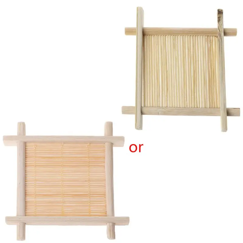 

K5DC Bamboo Wooden Handmade Bathroom Soap Dish Holder Drain Storage Rack Shower Rack