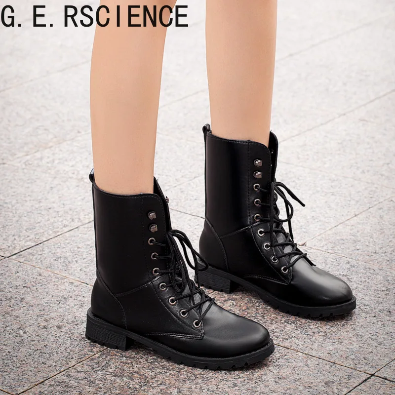 

2021 new women's shoes autumn and winter fashion Martin boots British lace-up thick-soled increased locomotive women's boots