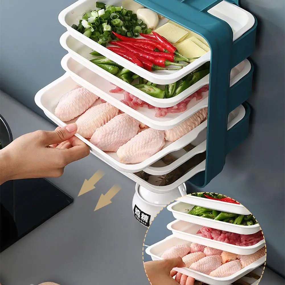 

Kitchen Storage Side Dish Wall Rack Household Multi-layer Preparation Perforation Tray Storage Finishing Without Trays Rack M6D7