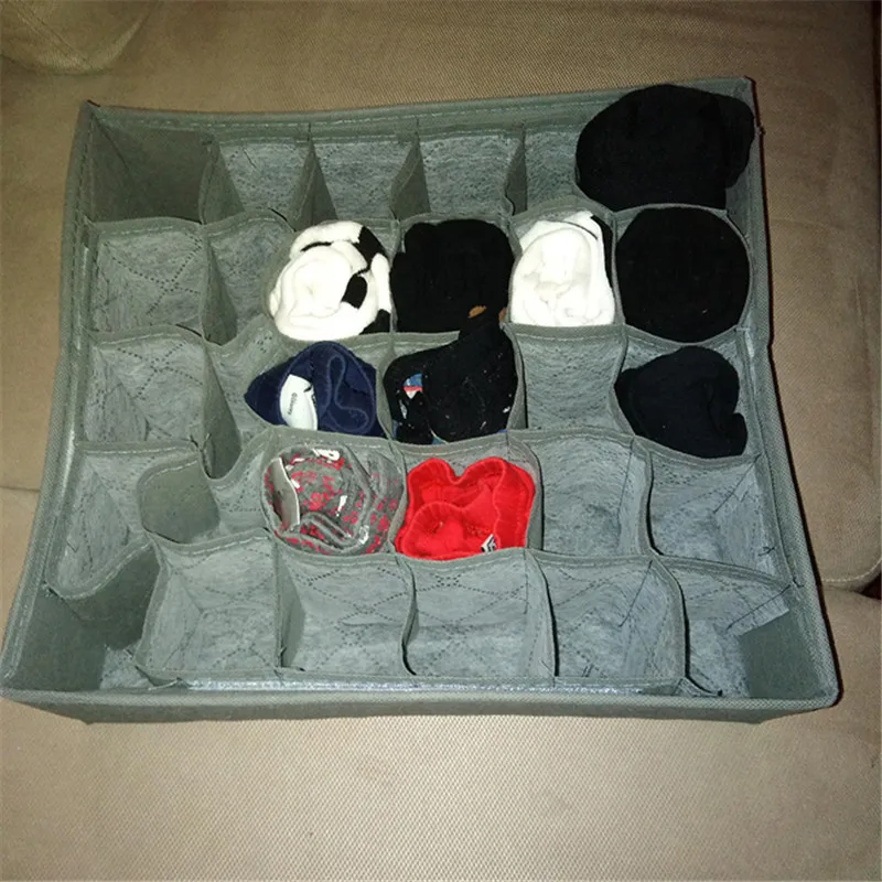 

30 Cell Bra Underwear Organizer Foldable House Storage Box Non-woven Wardrobe Drawer Closet Organizer For scarves Socks