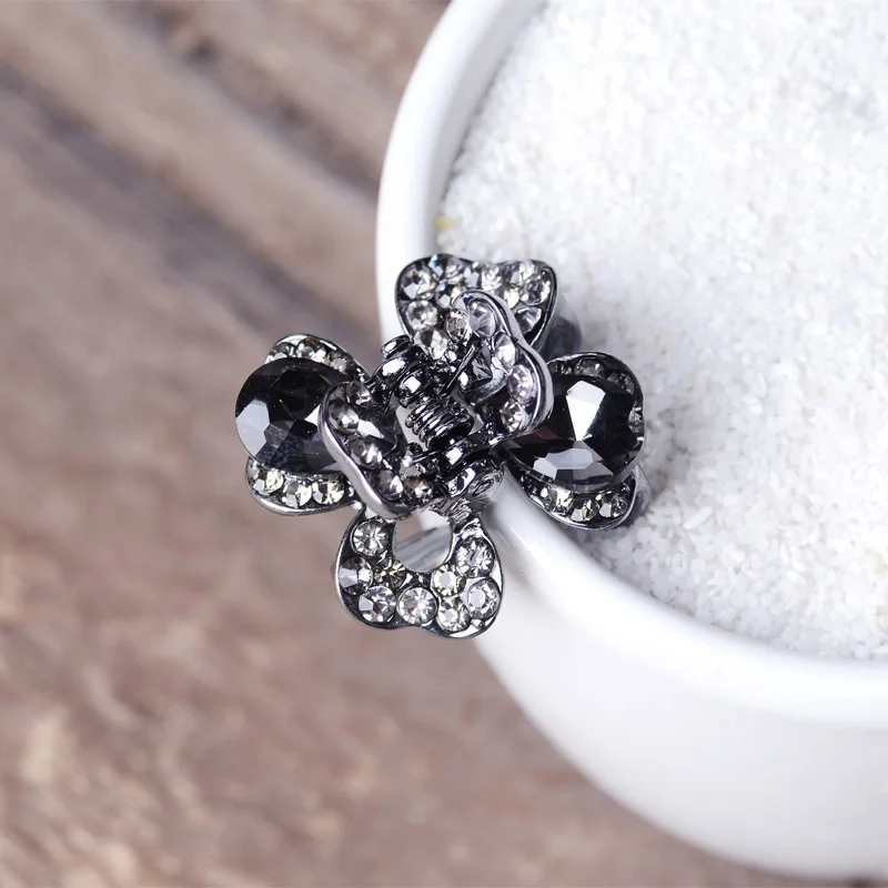 Заколка для волос женская Morkopela украшенная кристаллами цветами клевера крабом