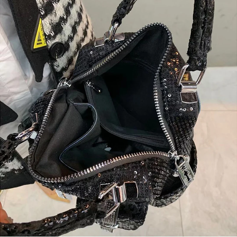 

Luxury Rhinestone Women Bag Shining Sequines Top Handle Handbag Duel-use Shoulder Bolso New Crossbody Designer Sac