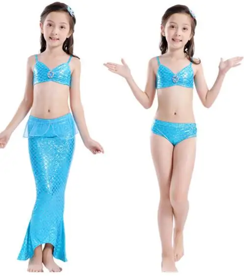 Комплект бикини из 3 предметов для девочек купальник с хвостом Русалочки