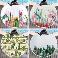 150cm with tassels round beach towel plant print bath microfiber towel reusable quick drying super absorbent towels
